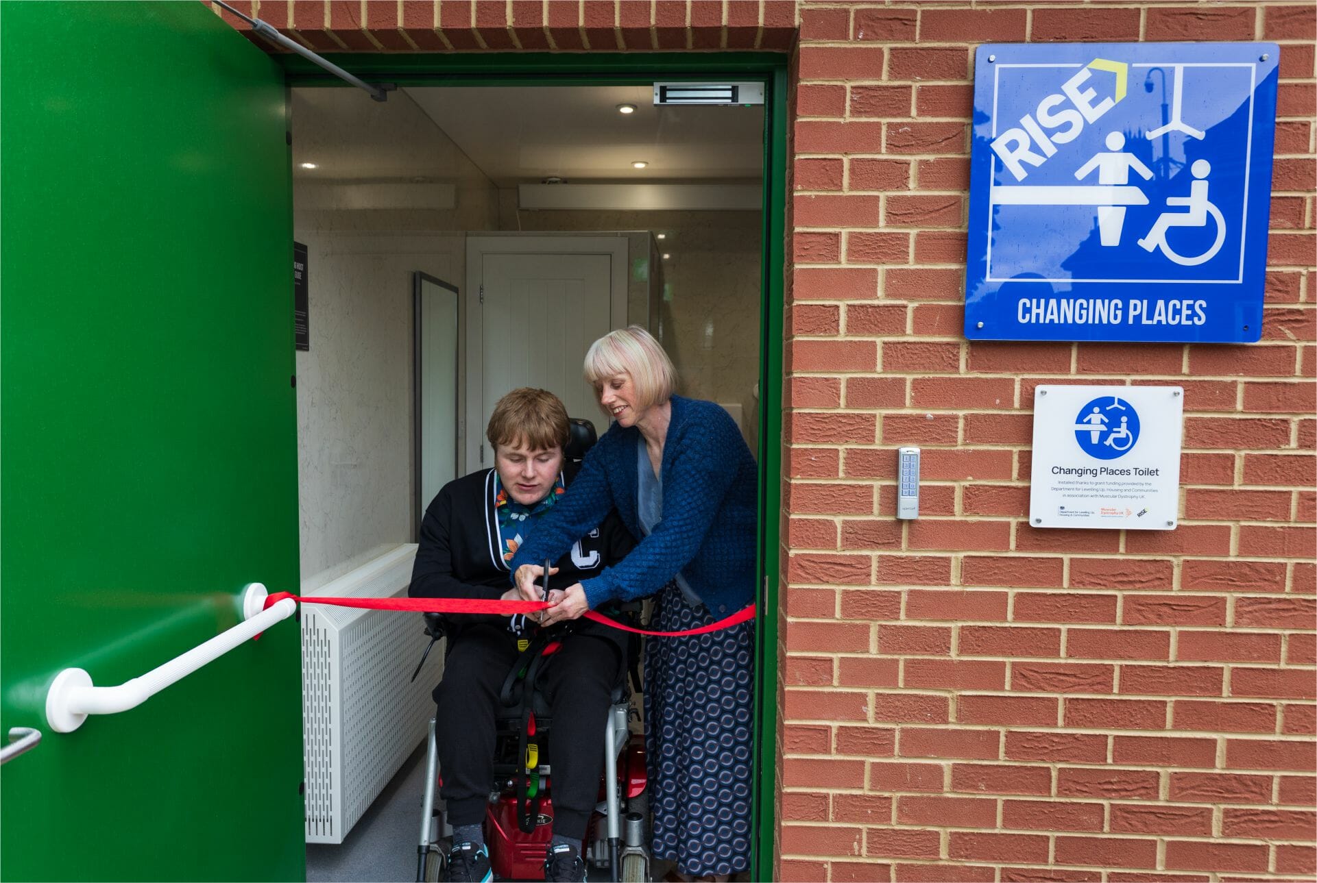 Marlene and Joe Fullwood officially opening the Changing Places facility in Central Park, Boston
